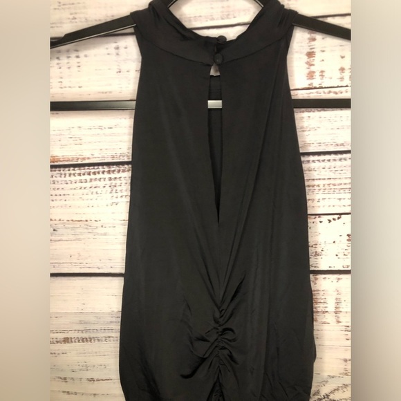 Mock neck Ruched Black Mini Dress - Picture 9 of 16